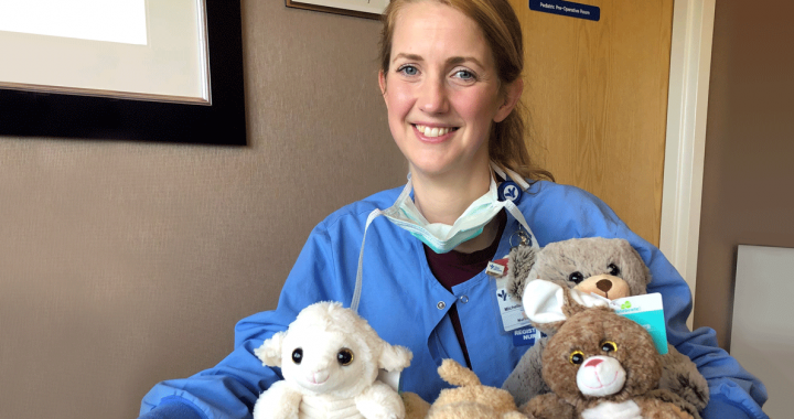 Michelle Vaughan, BSN, RN, with her Be There Bears.