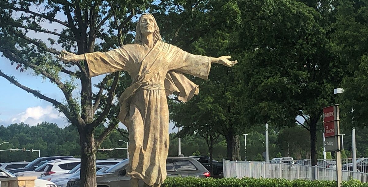 The “Ascending Christ” statue on the Bon Secours St. Francis Eastside campus in Greenville, SC.