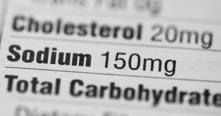 Sodium listed on a food nutrition label.