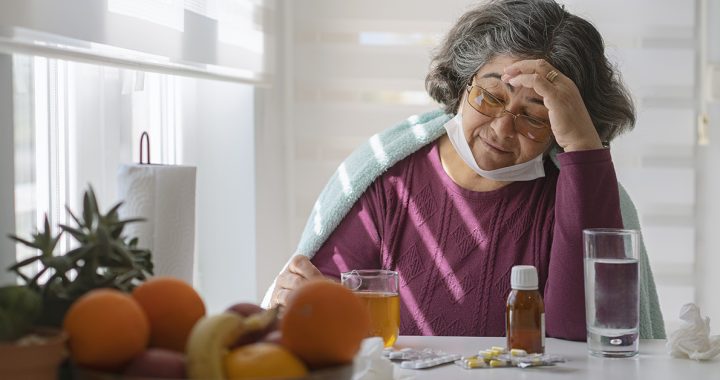 An older adult experiencing flu symptoms.