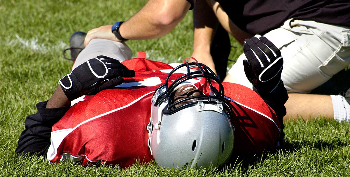 a football player with an injury