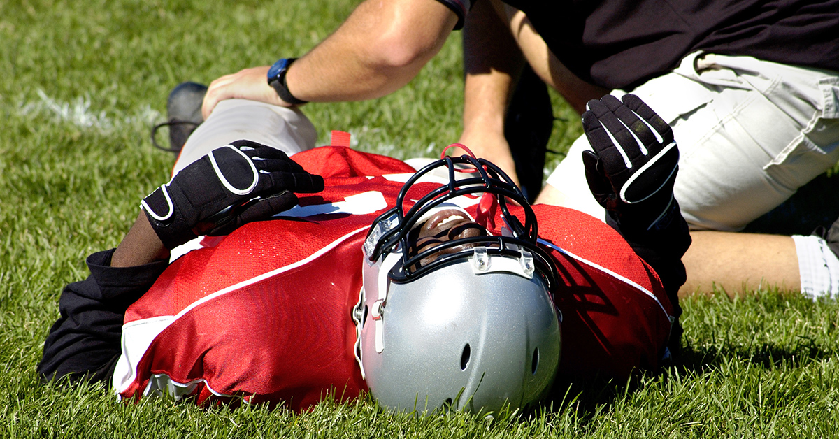 a football player with an injury